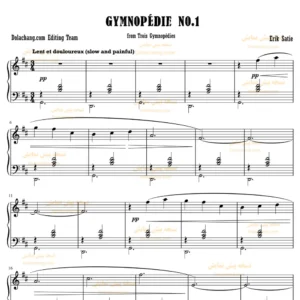 نت پیانو gymnopedie اثر اریک ساتی